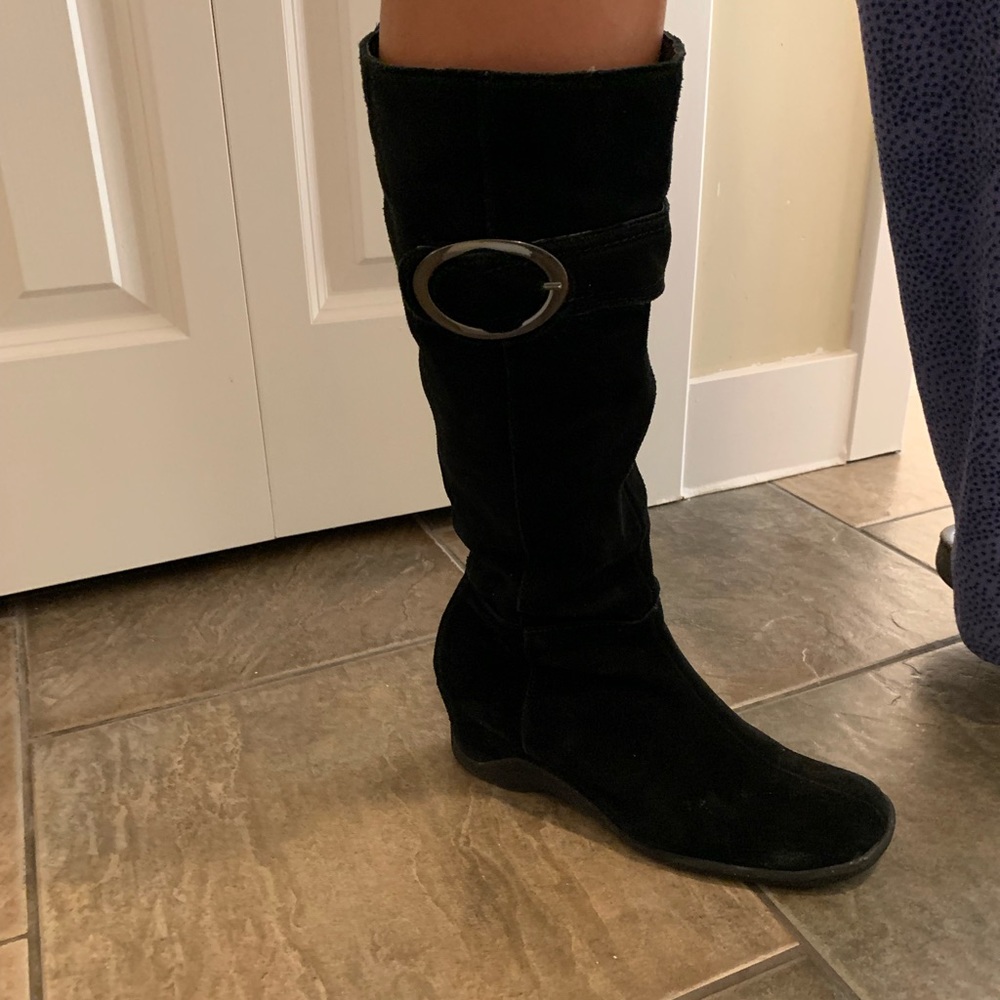 Tall black suede boots size 7.5